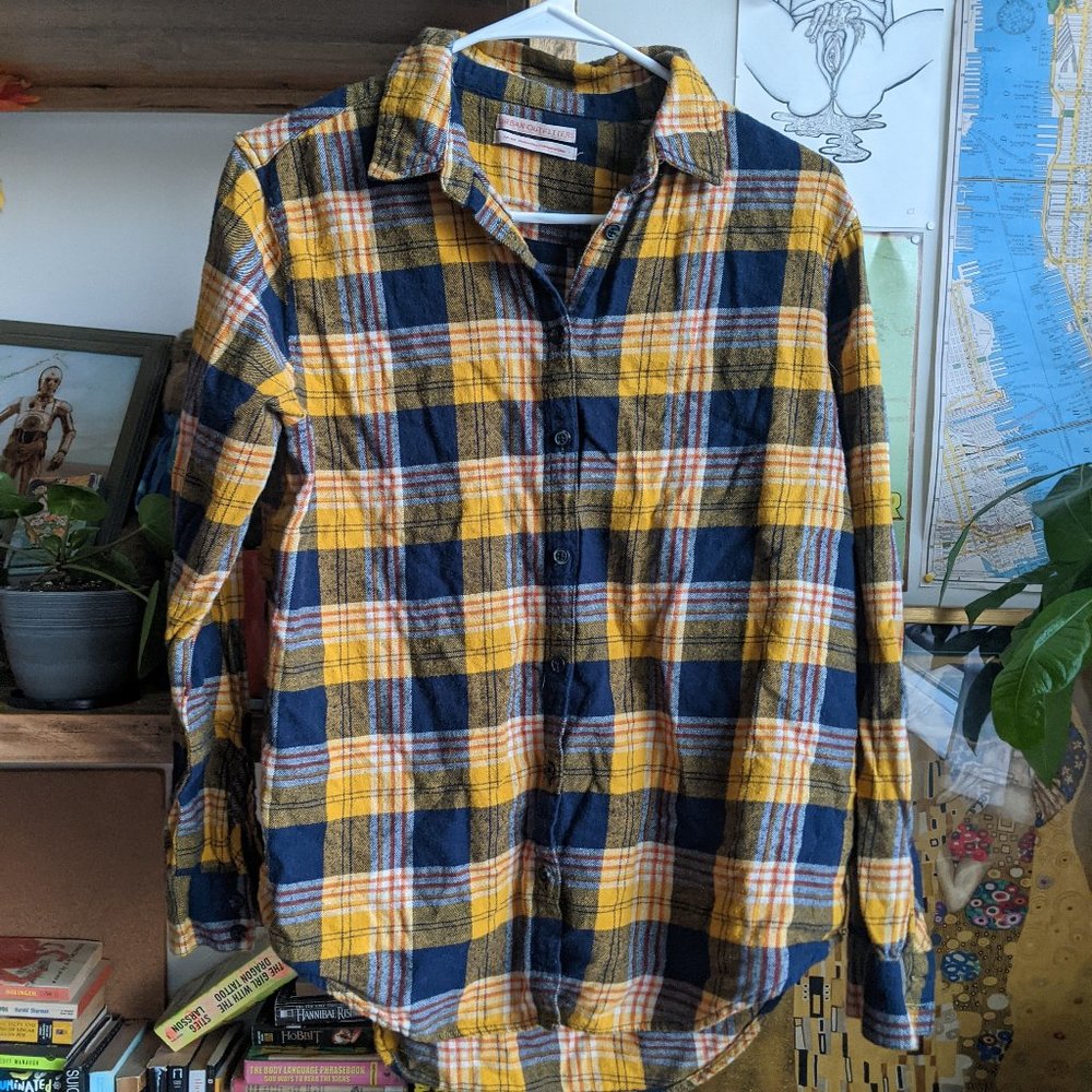 Plaid Flannel Shirt Button Down UO sz M